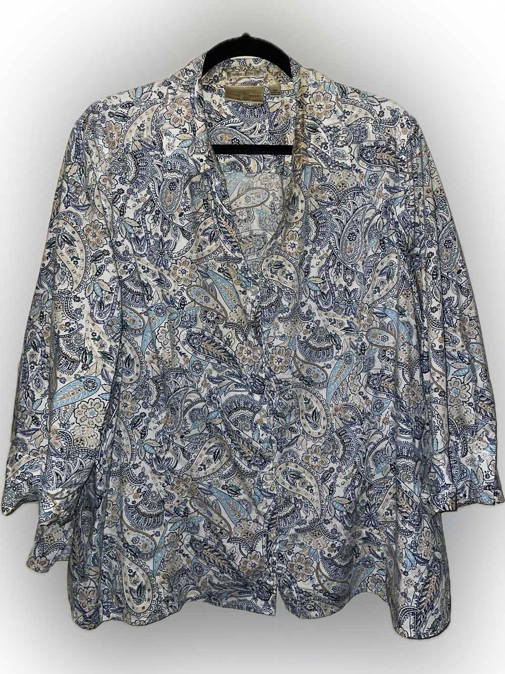 Studio Works Blue and Cream Paisley Button-Down Shirt